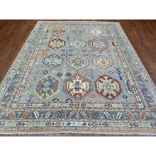 Load image into Gallery viewer, 7&#39;10&quot;x9&#39;6&quot; Light Gray, Afghan Ersari With Large Tribal Medallions, Natural Dyes Soft Lush Pile, Soft And Shiny Wool Hand Knotted, Oriental Rug FWR435462