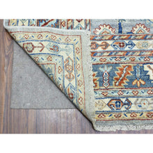 Load image into Gallery viewer, 7&#39;10&quot;x9&#39;6&quot; Light Gray, Afghan Ersari With Large Tribal Medallions, Natural Dyes Soft Lush Pile, Soft And Shiny Wool Hand Knotted, Oriental Rug FWR435462