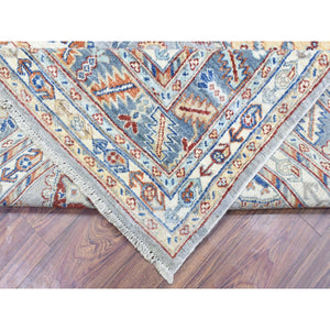 7'10"x9'6" Light Gray, Afghan Ersari With Large Tribal Medallions, Natural Dyes Soft Lush Pile, Soft And Shiny Wool Hand Knotted, Oriental Rug FWR435462
