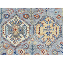 Load image into Gallery viewer, 7&#39;10&quot;x9&#39;6&quot; Light Gray, Afghan Ersari With Large Tribal Medallions, Natural Dyes Soft Lush Pile, Soft And Shiny Wool Hand Knotted, Oriental Rug FWR435462