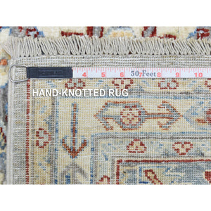 7'10"x9'6" Light Gray, Afghan Ersari With Large Tribal Medallions, Natural Dyes Soft Lush Pile, Soft And Shiny Wool Hand Knotted, Oriental Rug FWR435462