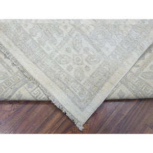 8'2"x9'10" Ivory, White Wash Peshawar With Khotan Design Natural Dyes, Soft And Velvety Wool Hand Knotted, Oriental Rug FWR435474