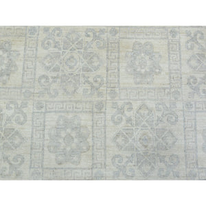 8'2"x9'10" Ivory, White Wash Peshawar With Khotan Design Natural Dyes, Soft And Velvety Wool Hand Knotted, Oriental Rug FWR435474
