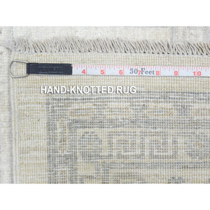 8'2"x9'10" Ivory, White Wash Peshawar With Khotan Design Natural Dyes, Soft And Velvety Wool Hand Knotted, Oriental Rug FWR435474