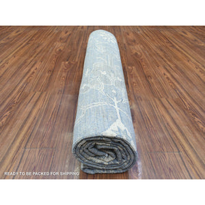 8'x9'9" Gray Afghan Angora Oushak With Flowing And Open Design Extra Soft Wool Hand Knotted Natural Dyes Oriental Rug FWR435528