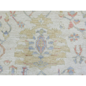 8'1"x10'2" Ivory Afghan Angora Oushak With Branch And Flower Design Natural Dyes, Soft Wool Hand Knotted, Oriental Rug FWR435534