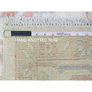 8'1"x10'2" Ivory Afghan Angora Oushak With Branch And Flower Design Natural Dyes, Soft Wool Hand Knotted, Oriental Rug FWR435534