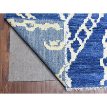 Load image into Gallery viewer, 12&#39;2&quot;x15&#39;2&quot; Denim Blue, Boujaad Moroccan Berber Design With Criss Cross Pattern Natural Dyes, Pure Wool Hand Knotted, Oversized Oriental Rug FWR435678