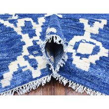 Load image into Gallery viewer, 12&#39;2&quot;x15&#39;2&quot; Denim Blue, Boujaad Moroccan Berber Design with Criss Cross Pattern Natural Dyes, Pure Wool Hand Knotted, Oversized Oriental Rug FWR435678