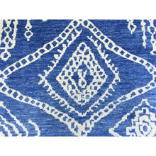 Load image into Gallery viewer, 12&#39;2&quot;x15&#39;2&quot; Denim Blue, Boujaad Moroccan Berber Design with Criss Cross Pattern Natural Dyes, Pure Wool Hand Knotted, Oversized Oriental Rug FWR435678