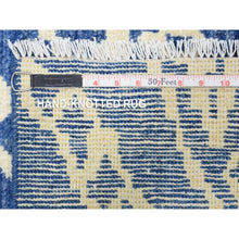 Load image into Gallery viewer, 12&#39;2&quot;x15&#39;2&quot; Denim Blue, Boujaad Moroccan Berber Design with Criss Cross Pattern Natural Dyes, Pure Wool Hand Knotted, Oversized Oriental Rug FWR435678