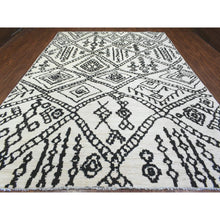 Load image into Gallery viewer, 9&#39;10&quot;x13&#39;8&quot; Ivory, Hand Knotted Boujaad Moroccan Berber Design With Criss Cross Pattern, Natural Dyes Soft Organic Wool, Oriental Rug FWR435696