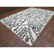 Load image into Gallery viewer, 9&#39;10&quot;x13&#39;8&quot; Ivory, Hand Knotted Boujaad Moroccan Berber Design With Criss Cross Pattern, Natural Dyes Soft Organic Wool, Oriental Rug FWR435696