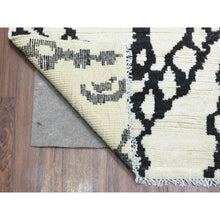 Load image into Gallery viewer, 9&#39;10&quot;x13&#39;8&quot; Ivory, Hand Knotted Boujaad Moroccan Berber Design With Criss Cross Pattern, Natural Dyes Soft Organic Wool, Oriental Rug FWR435696