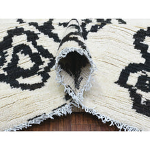 Load image into Gallery viewer, 9&#39;10&quot;x13&#39;8&quot; Ivory, Hand Knotted Boujaad Moroccan Berber Design With Criss Cross Pattern, Natural Dyes Soft Organic Wool, Oriental Rug FWR435696