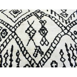 9'10"x13'8" Ivory, Hand Knotted Boujaad Moroccan Berber Design With Criss Cross Pattern, Natural Dyes Soft Organic Wool, Oriental Rug FWR435696
