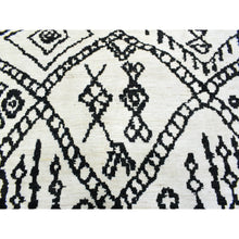 Load image into Gallery viewer, 9&#39;10&quot;x13&#39;8&quot; Ivory, Hand Knotted Boujaad Moroccan Berber Design With Criss Cross Pattern, Natural Dyes Soft Organic Wool, Oriental Rug FWR435696