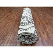 Load image into Gallery viewer, 9&#39;10&quot;x13&#39;8&quot; Ivory, Hand Knotted Boujaad Moroccan Berber Design With Criss Cross Pattern, Natural Dyes Soft Organic Wool, Oriental Rug FWR435696