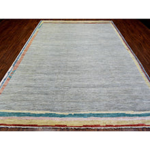 Load image into Gallery viewer, 8&#39;6&quot;x11&#39;7&quot; Light Gray, Soft And Shiny Wool Hand Knotted, Boujaad Moroccan Berber With Open Field Design Natural Dyes, Oriental Rug FWR435702