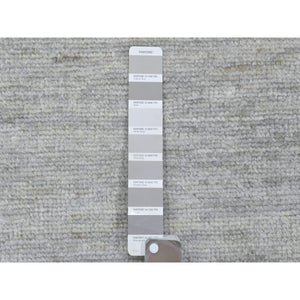 8'6"x11'7" Light Gray, Soft And Shiny Wool Hand Knotted, Boujaad Moroccan Berber With Open Field Design Natural Dyes, Oriental Rug FWR435702