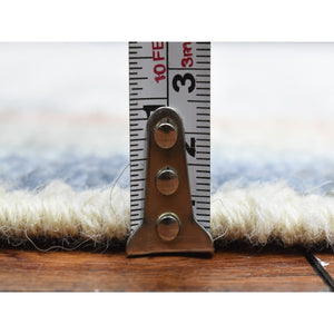 8'6"x11'7" Light Gray, Soft And Shiny Wool Hand Knotted, Boujaad Moroccan Berber With Open Field Design Natural Dyes, Oriental Rug FWR435702