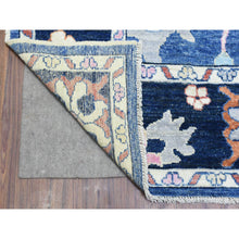 Load image into Gallery viewer, 8&#39;2&quot;x10&#39; Denim Blue Hand Knotted Afghan Angora Oushak With Colorful Floral Pattern, Natural Dyes Pure Wool, Oriental Rug FWR435924