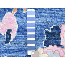 Load image into Gallery viewer, 8&#39;2&quot;x10&#39; Denim Blue Hand Knotted Afghan Angora Oushak With Colorful Floral Pattern, Natural Dyes Pure Wool, Oriental Rug FWR435924