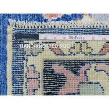 Load image into Gallery viewer, 8&#39;2&quot;x10&#39; Denim Blue Hand Knotted Afghan Angora Oushak With Colorful Floral Pattern, Natural Dyes Pure Wool, Oriental Rug FWR435924
