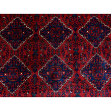 Load image into Gallery viewer, 9&#39;8&quot;x13&#39; Deep And Saturated Red, Hand Knotted With Tribal Design, Soft And Shiny Wool Afghan Khamyab Oriental Rug FWR435966