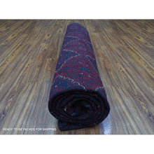 Load image into Gallery viewer, 9&#39;8&quot;x13&#39; Deep And Saturated Red, Hand Knotted With Tribal Design, Soft And Shiny Wool Afghan Khamyab Oriental Rug FWR435966