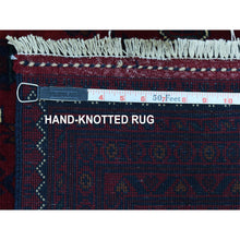 Load image into Gallery viewer, 9&#39;8&quot;x13&#39; Deep And Saturated Red, Hand Knotted With Tribal Design, Soft And Shiny Wool Afghan Khamyab Oriental Rug FWR435966