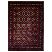 Load image into Gallery viewer, 10&#39;x13&#39;8&quot; Deep and Saturated Red, Natural Dyes Afghan Khamyab Velvety Wool, Geometric Design Hand Knotted Oriental Rug FWR435972