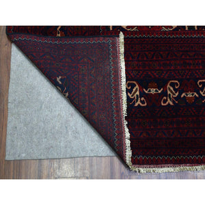 10'x13'8" Deep and Saturated Red, Natural Dyes Afghan Khamyab Velvety Wool, Geometric Design Hand Knotted Oriental Rug FWR435972
