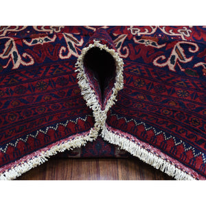 10'x13'8" Deep and Saturated Red, Natural Dyes Afghan Khamyab Velvety Wool, Geometric Design Hand Knotted Oriental Rug FWR435972