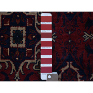 10'x13'8" Deep and Saturated Red, Natural Dyes Afghan Khamyab Velvety Wool, Geometric Design Hand Knotted Oriental Rug FWR435972