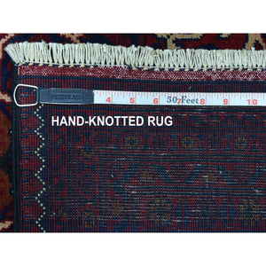 10'x13'8" Deep and Saturated Red, Natural Dyes Afghan Khamyab Velvety Wool, Geometric Design Hand Knotted Oriental Rug FWR435972