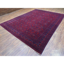 Load image into Gallery viewer, 9&#39;8&quot;x13&#39;1&quot; Deep And Saturated Red Hand Knotted With Tribal Design, Soft And Shiny Wool Afghan Khamyab Oriental Rug FWR436008