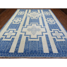 Load image into Gallery viewer, 10&#39;1&quot;x13&#39;9&quot; Navy Blue, Fine Peshawar With Intricate Geometric Motifs Dense Weave, Extra Soft Wool Hand Knotted, Oriental Rug FWR436026