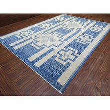 Load image into Gallery viewer, 10&#39;1&quot;x13&#39;9&quot; Navy Blue, Fine Peshawar With Intricate Geometric Motifs Dense Weave, Extra Soft Wool Hand Knotted, Oriental Rug FWR436026