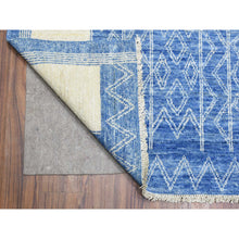 Load image into Gallery viewer, 10&#39;1&quot;x13&#39;9&quot; Navy Blue, Fine Peshawar With Intricate Geometric Motifs Dense Weave, Extra Soft Wool Hand Knotted, Oriental Rug FWR436026