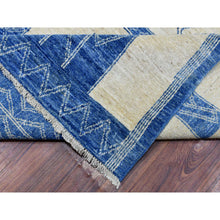 Load image into Gallery viewer, 10&#39;1&quot;x13&#39;9&quot; Navy Blue, Fine Peshawar With Intricate Geometric Motifs Dense Weave, Extra Soft Wool Hand Knotted, Oriental Rug FWR436026