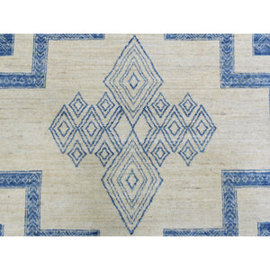 10'1"x13'9" Navy Blue, Fine Peshawar With Intricate Geometric Motifs Dense Weave, Extra Soft Wool Hand Knotted, Oriental Rug FWR436026