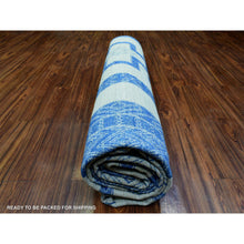 Load image into Gallery viewer, 10&#39;1&quot;x13&#39;9&quot; Navy Blue, Fine Peshawar With Intricate Geometric Motifs Dense Weave, Extra Soft Wool Hand Knotted, Oriental Rug FWR436026