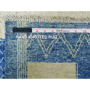 10'1"x13'9" Navy Blue, Fine Peshawar With Intricate Geometric Motifs Dense Weave, Extra Soft Wool Hand Knotted, Oriental Rug FWR436026