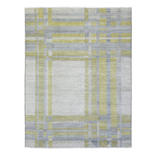 Load image into Gallery viewer, 7&#39;9&quot;x10&#39;2&quot; Light Gray, Modern Design Art Deco, Natural Dyes Densely Woven, Soft Organic Wool Hand Knotted, Oriental Rug FWR436032
