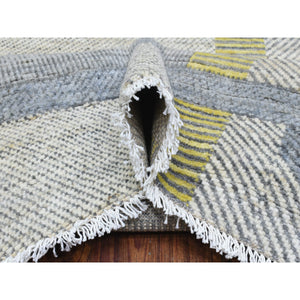 7'9"x10'2" Light Gray, Modern Design Art Deco, Natural Dyes Densely Woven, Soft Organic Wool Hand Knotted, Oriental Rug FWR436032
