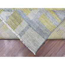 Load image into Gallery viewer, 7&#39;9&quot;x10&#39;2&quot; Light Gray, Modern Design Art Deco, Natural Dyes Densely Woven, Soft Organic Wool Hand Knotted, Oriental Rug FWR436032
