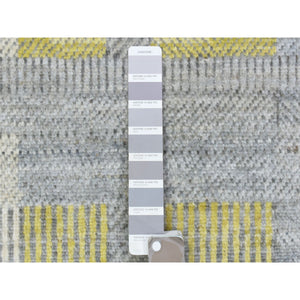 7'9"x10'2" Light Gray, Modern Design Art Deco, Natural Dyes Densely Woven, Soft Organic Wool Hand Knotted, Oriental Rug FWR436032