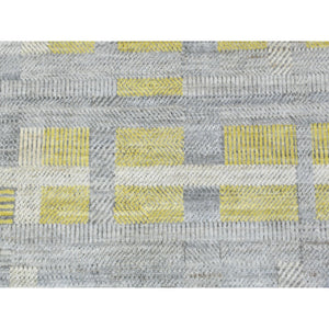 7'9"x10'2" Light Gray, Modern Design Art Deco, Natural Dyes Densely Woven, Soft Organic Wool Hand Knotted, Oriental Rug FWR436032