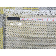 Load image into Gallery viewer, 7&#39;9&quot;x10&#39;2&quot; Storm Gray, Modern Grass Design, Tone on Tone, Undyed Natural Wool, Hand Knotted, Oriental Rug FWR457164
